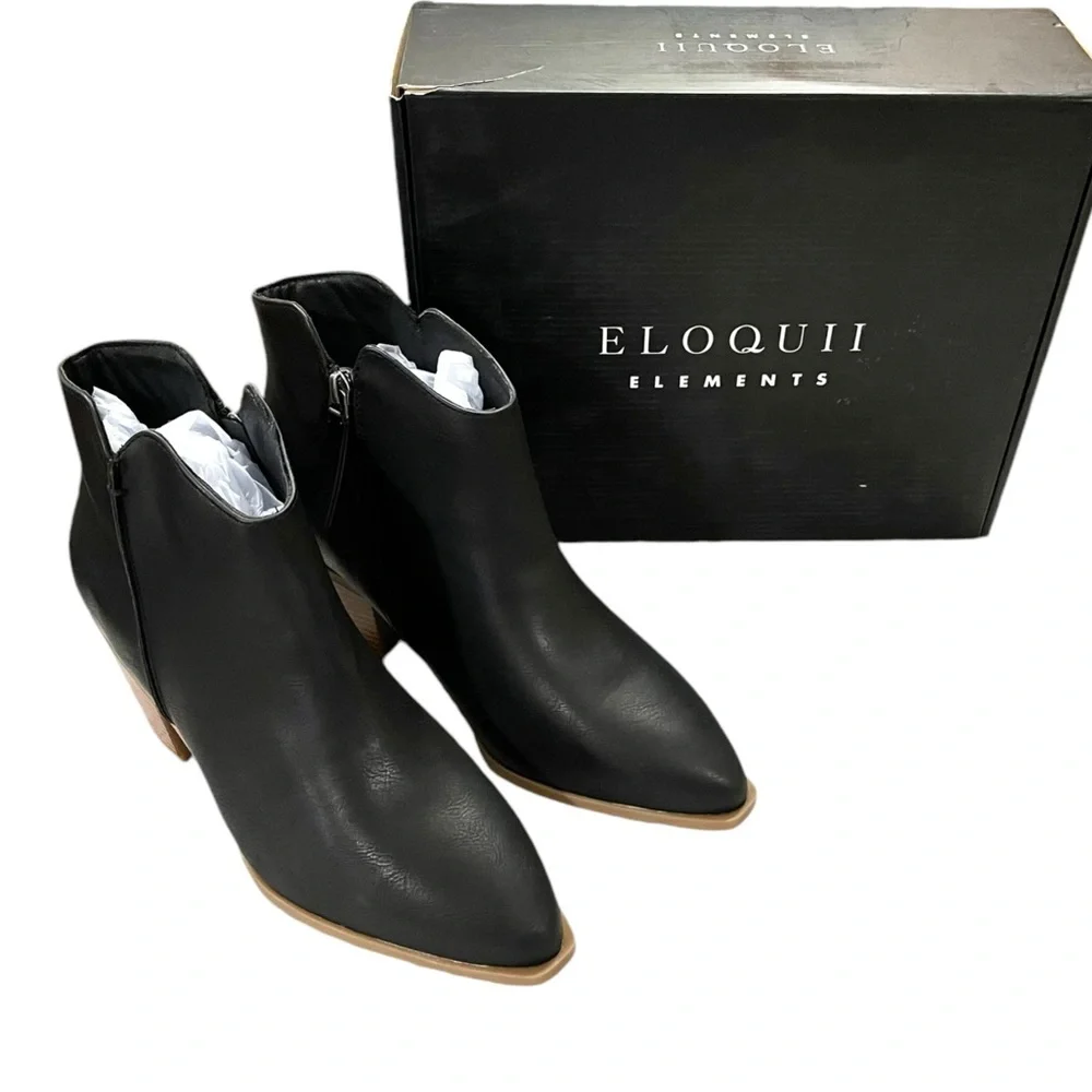 Black Ankle Boot Size 9.5 Wide With 2.5” Heel Booties NEW By Eloquii - Picture 1 of 7